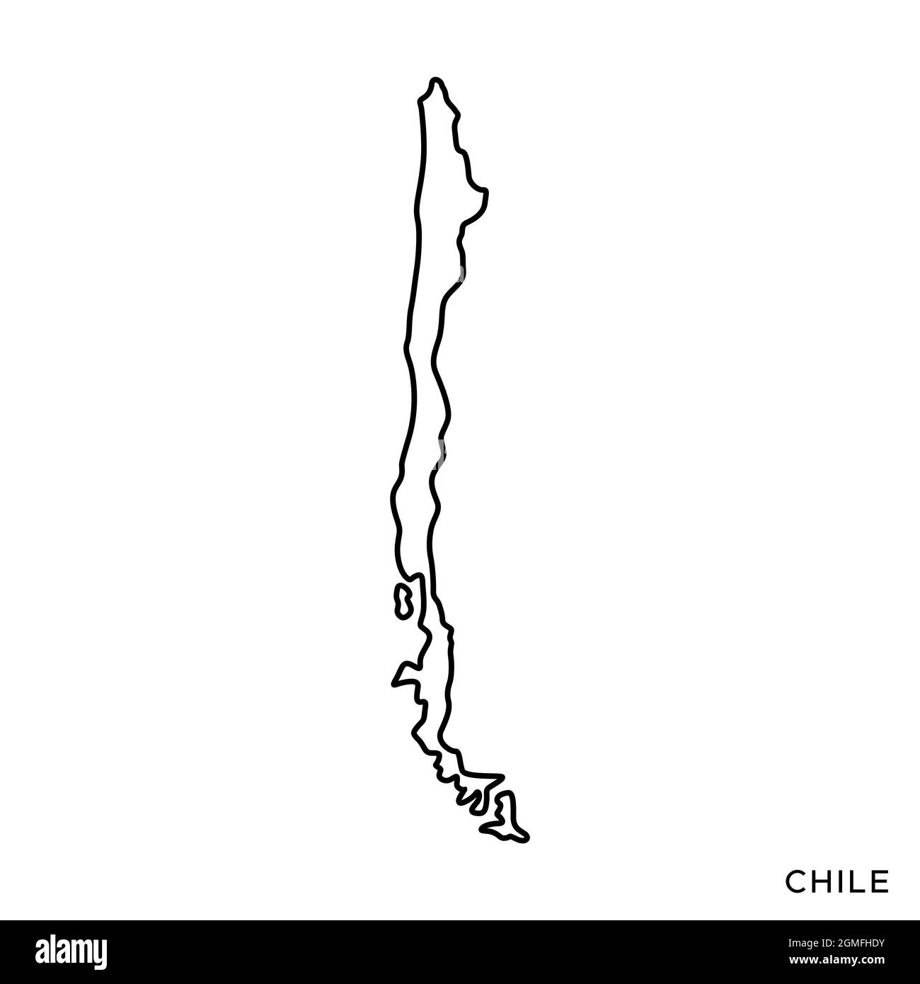 Linienkarte von Chile Vektor Stock Illustration Design Vorlage. Bearbeitbare Kontur. Vektor eps 10. Stock Vektor