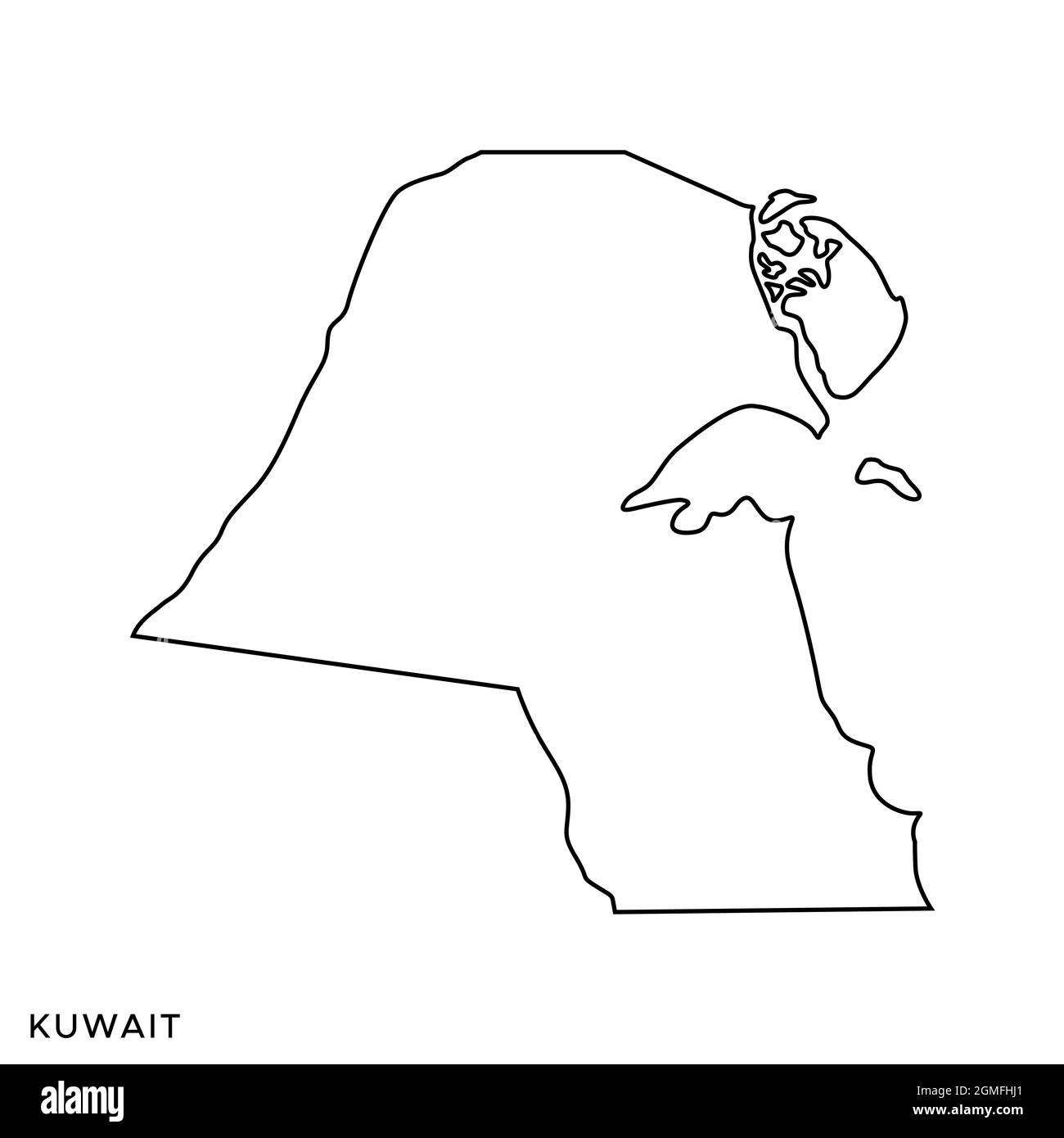 Linie Karte von Kuwait Vektor Stock Illustration Design Vorlage. Bearbeitbare Kontur. Vektor eps 10. Stock Vektor