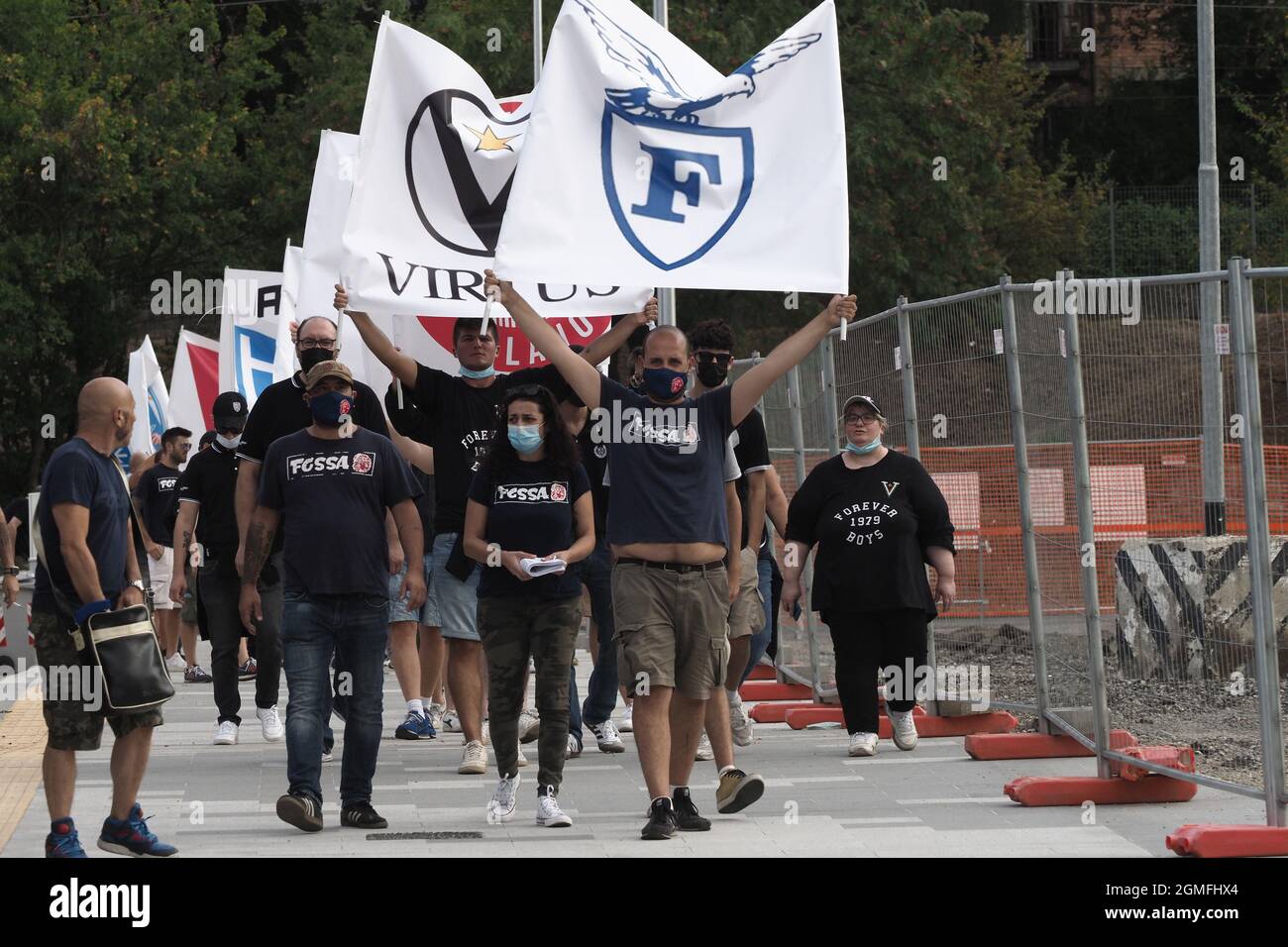 Casalecchio Di Reno, Italien. September 2021. Flash Mob tifosi Unterstützer Squadre Korb nazionali per ingresso senza limiti ai Palazzi dello Sport - foto Michele Nucci Kredit: Unabhängige Fotoagentur/Alamy Live News Stockfoto