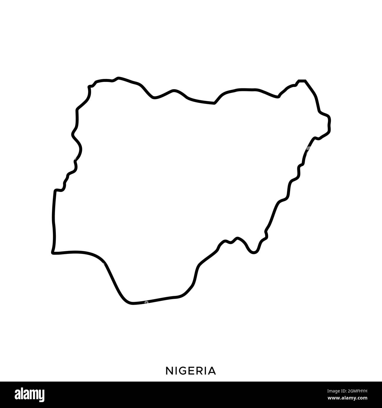 Linienkarte von Nigeria Vektor Stock Illustration Design Vorlage. Bearbeitbare Kontur. Vektor eps 10. Stock Vektor
