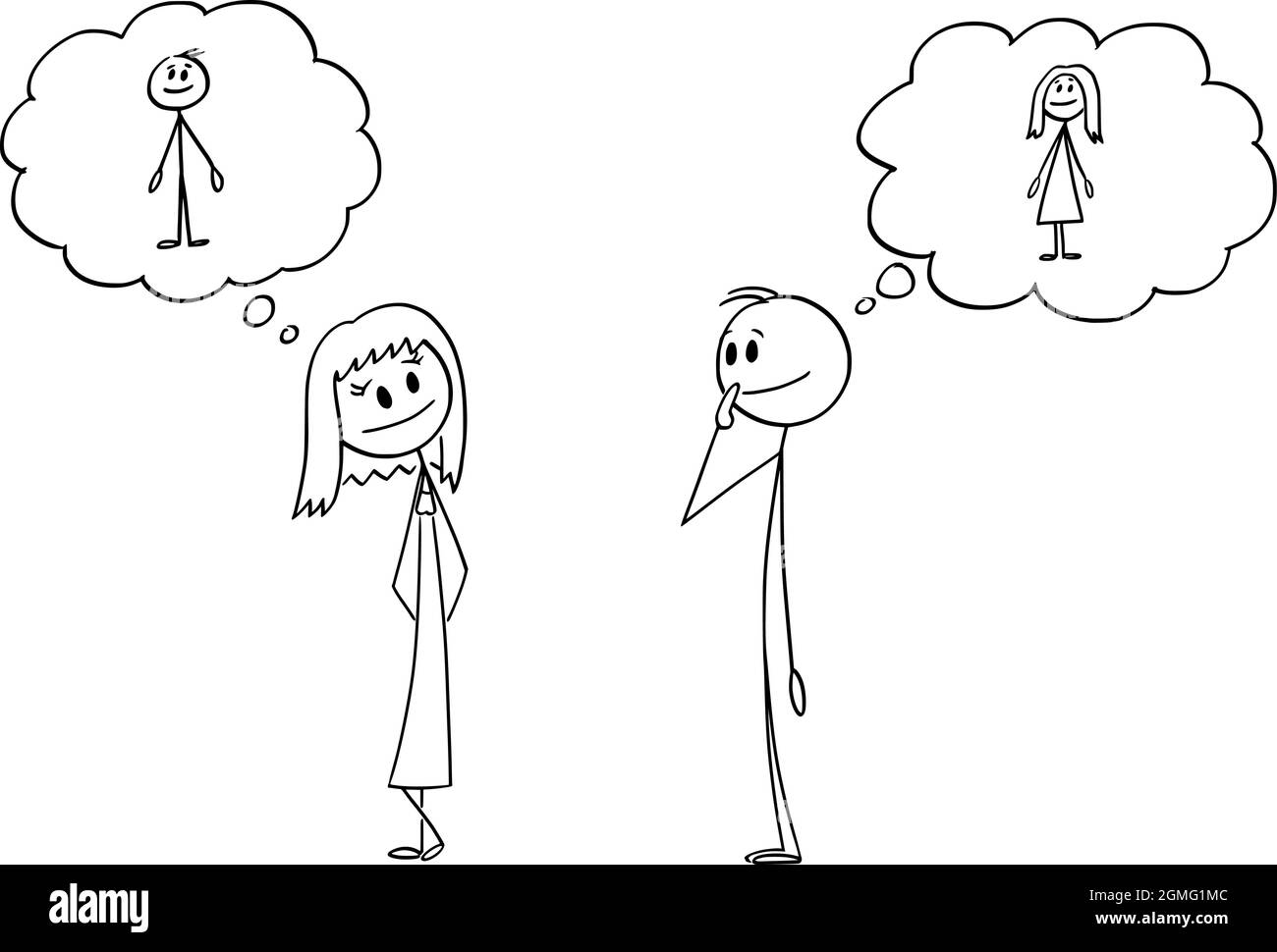 Cartoon shy woman SchwarzweißStockfotos und bilder Alamy