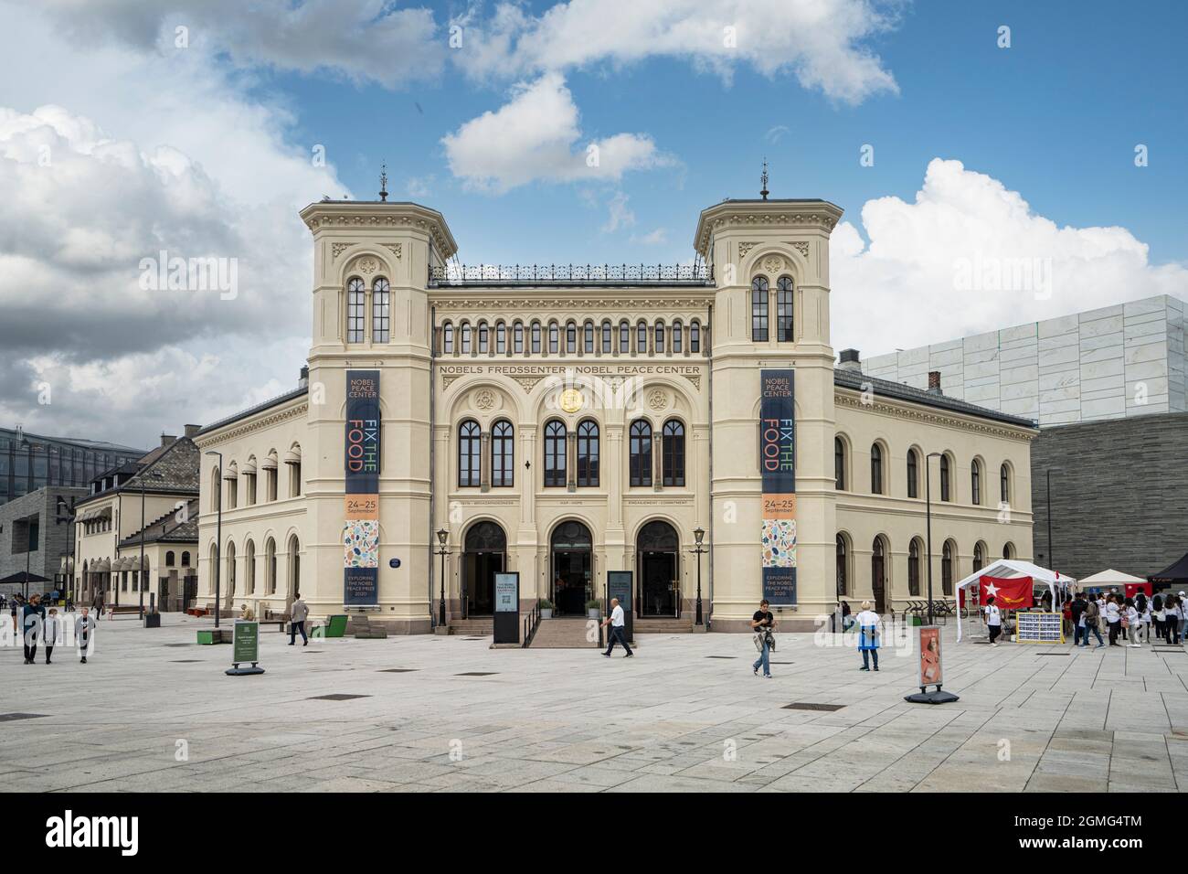 Oslo, Norwegen. September 2021. Außenansicht des Friedensnobelzentrums im Stadtzentrum Stockfoto