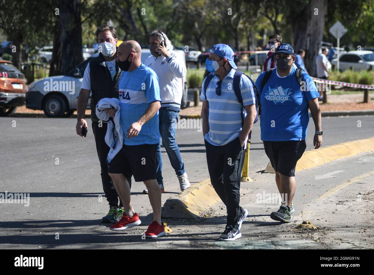 Argentinische Tennisfans, die an einem Davis-Cup-Spiel in Buenos Aires teilnehmen Stockfoto