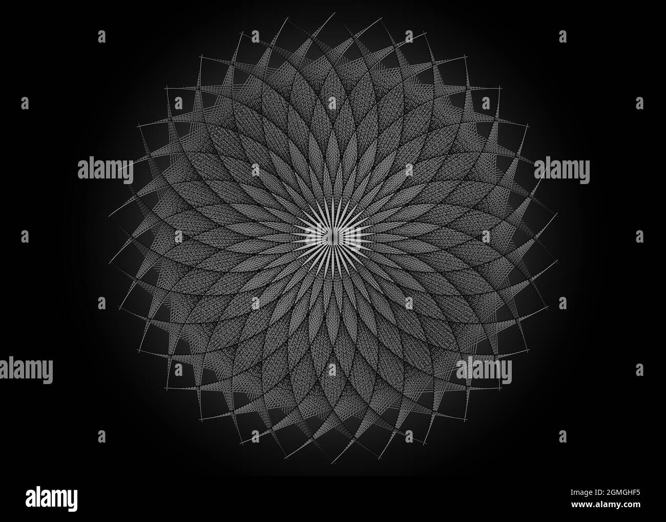String Art Blume Mandala, Samen des Lebens Symbol Heilige Geometrie. Logo Icon Geometrisches mystisches Mandala der Alchemie esoterische Blume. Weiße Vektorstrings Stock Vektor