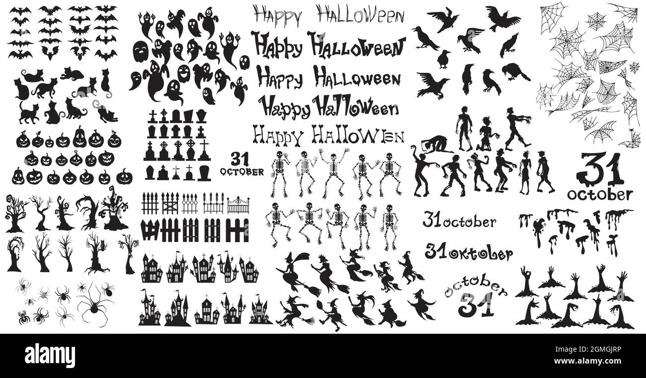 Großes SET mit Elementen für den Urlaub Halloween - Vektor-Illustration Stock Vektor