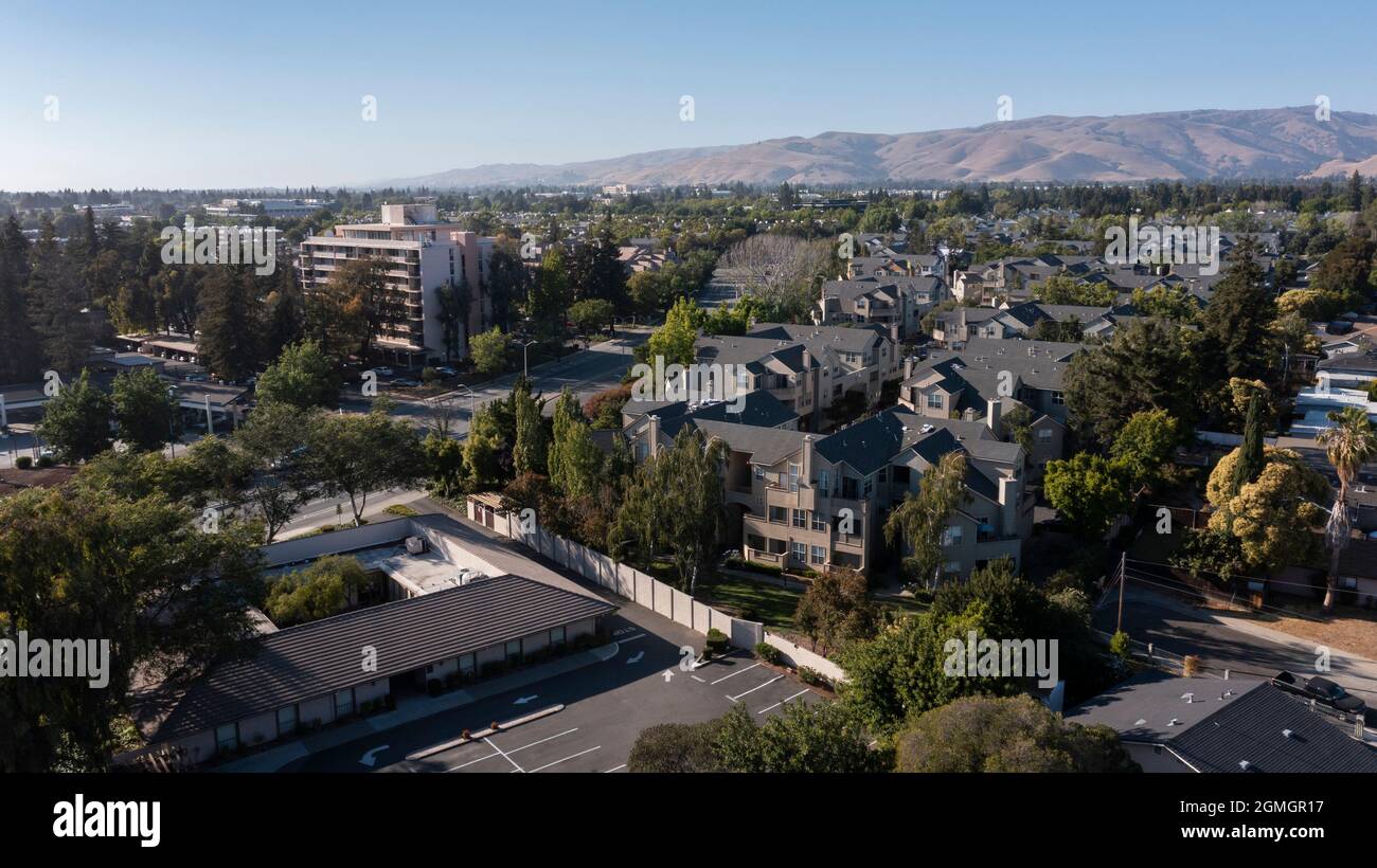 Nachmittags Luftaufnahme der Stadt Fremont, Kalifornien, USA. Stockfoto