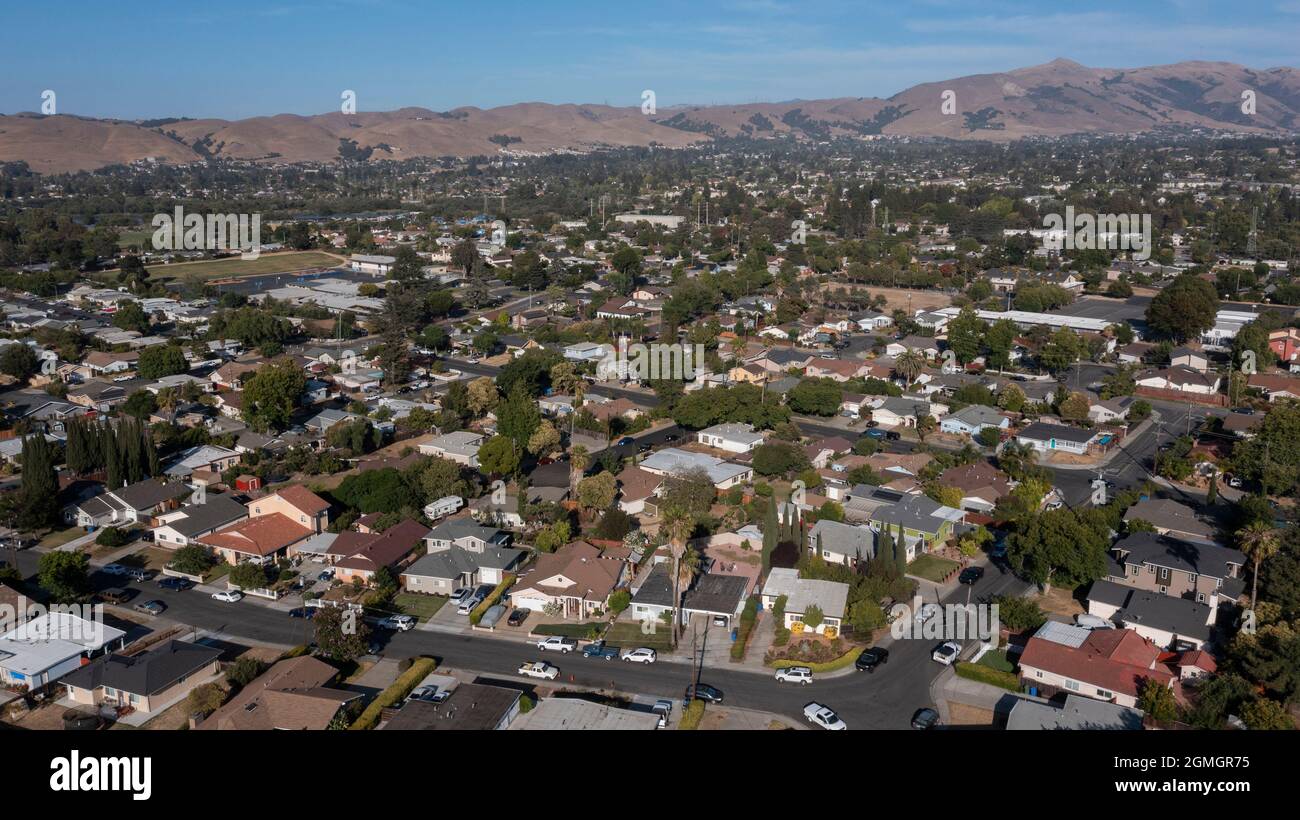 Nachmittags Luftaufnahme der Stadt Fremont, Kalifornien, USA. Stockfoto