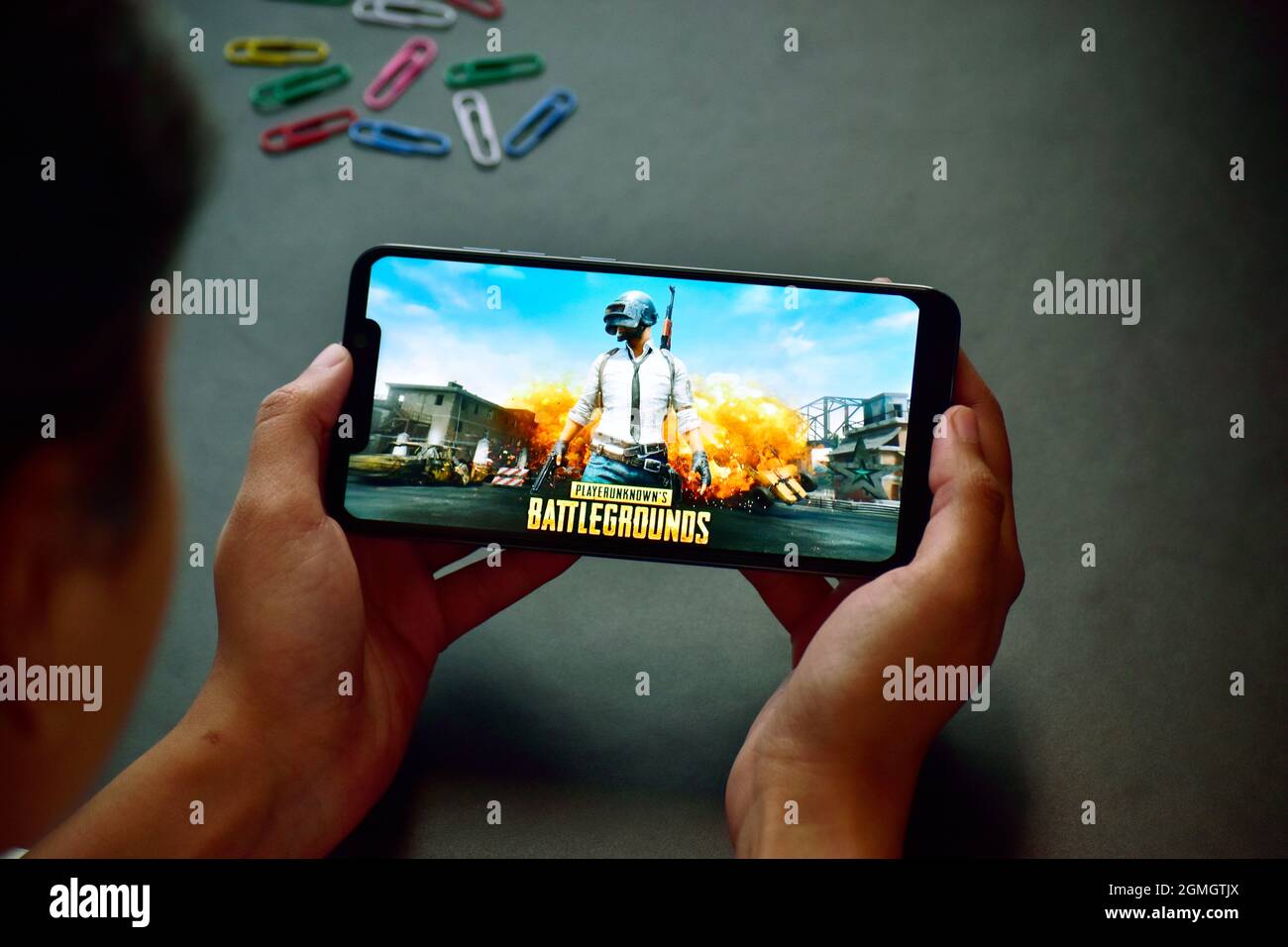 Neu Delhi, Indien, 17. November 2019:- PUBG-Spiel auf dem Smartphone Stockfoto