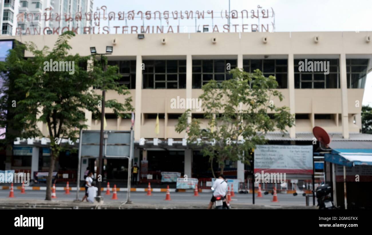 Sukhumvit Road Bangkok Bus Terminal Eastern aka Ekkamai Bus Terminal Stockfoto