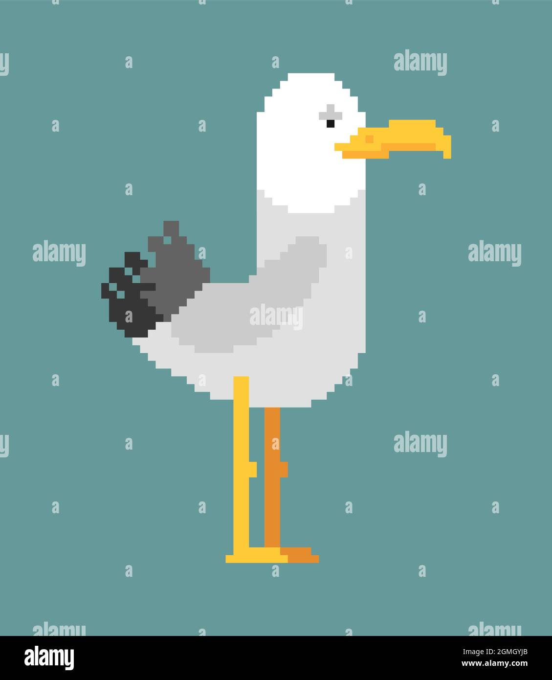Möwe Pixel Art. Möwe 8 Bit. Seevögel verpixelt Vektorgrafik. Stock Vektor