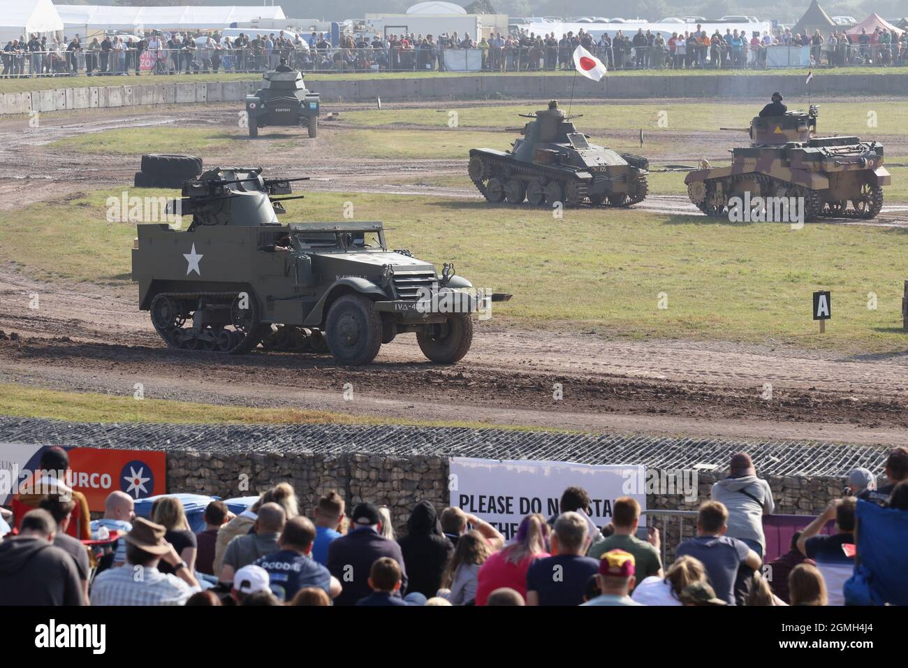 M16 Multiple Gun Motor Carriage Half Track während einer Demonstration im Bovington Tank Museum, Dorset, Großbritannien Stockfoto