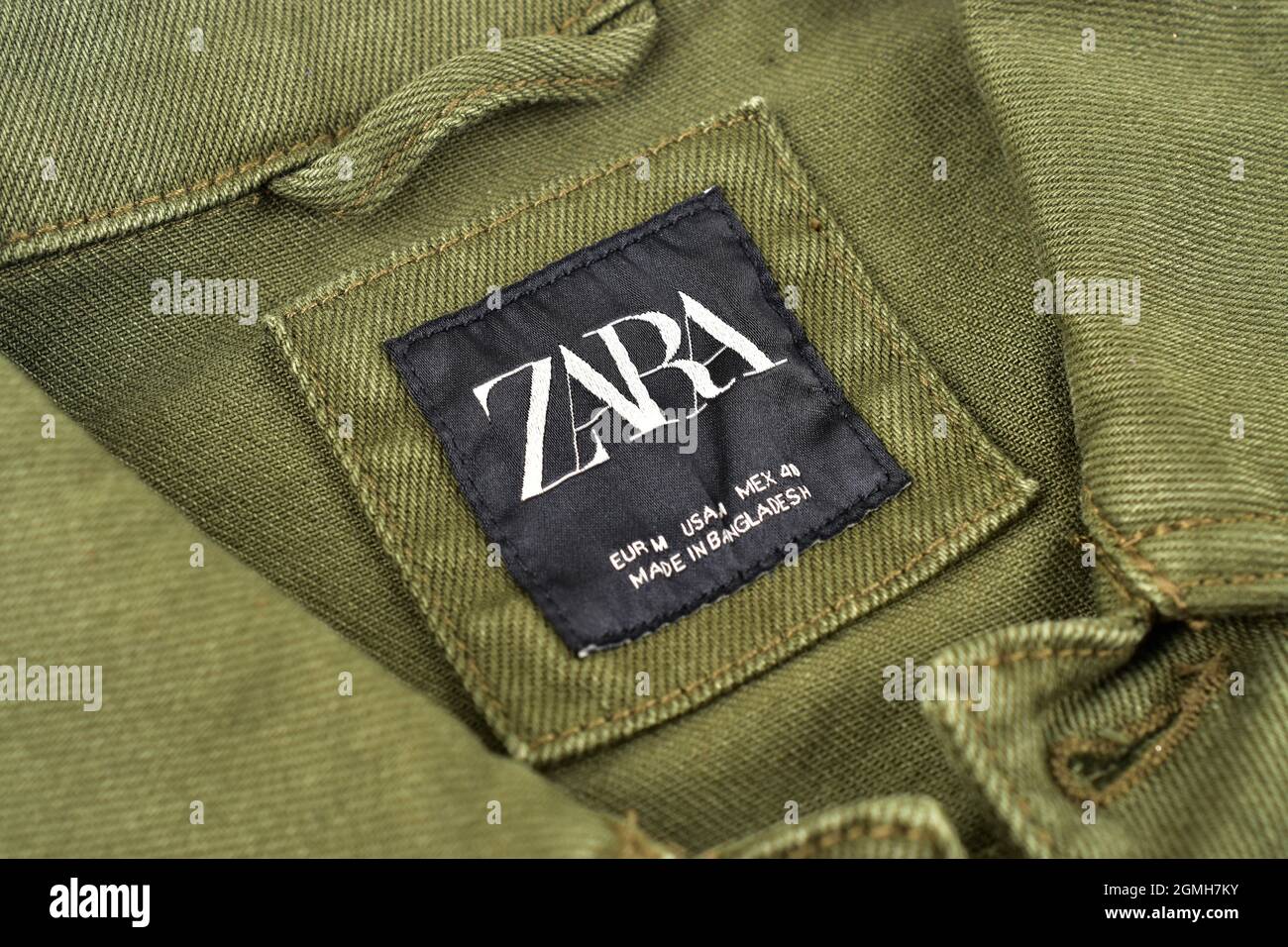New Delhi, Indien, 20. Dezember 2019:- Nahaufnahme des Zara-Bekleidungsmarkenmarkenmarkenmarkenmarkenmarkenmarkenmarkenmarkenmarkenmarkenmarkenmarken Stockfoto