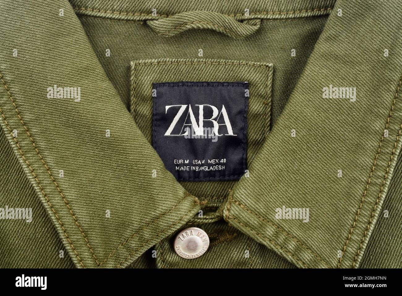 New Delhi, Indien, 20. Dezember 2019:- Nahaufnahme des Zara-Bekleidungsmarkenmarkenmarkenmarkenmarkenmarkenmarkenmarkenmarkenmarkenmarkenmarkenmarken Stockfoto