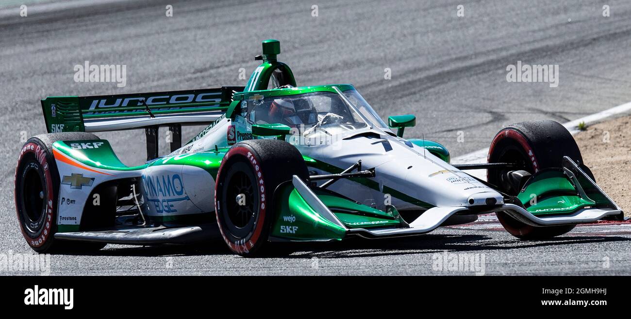 September 18 2021 Monterey, CA, USA Fahrer Callum Ilott kommt während des NTT Firestone Grand Prix von Monterey beim Qualifying auf dem WeatherTech Raceway Laguna Seca Monterey, CA Thurman James / CSM aus der 2 Stockfoto