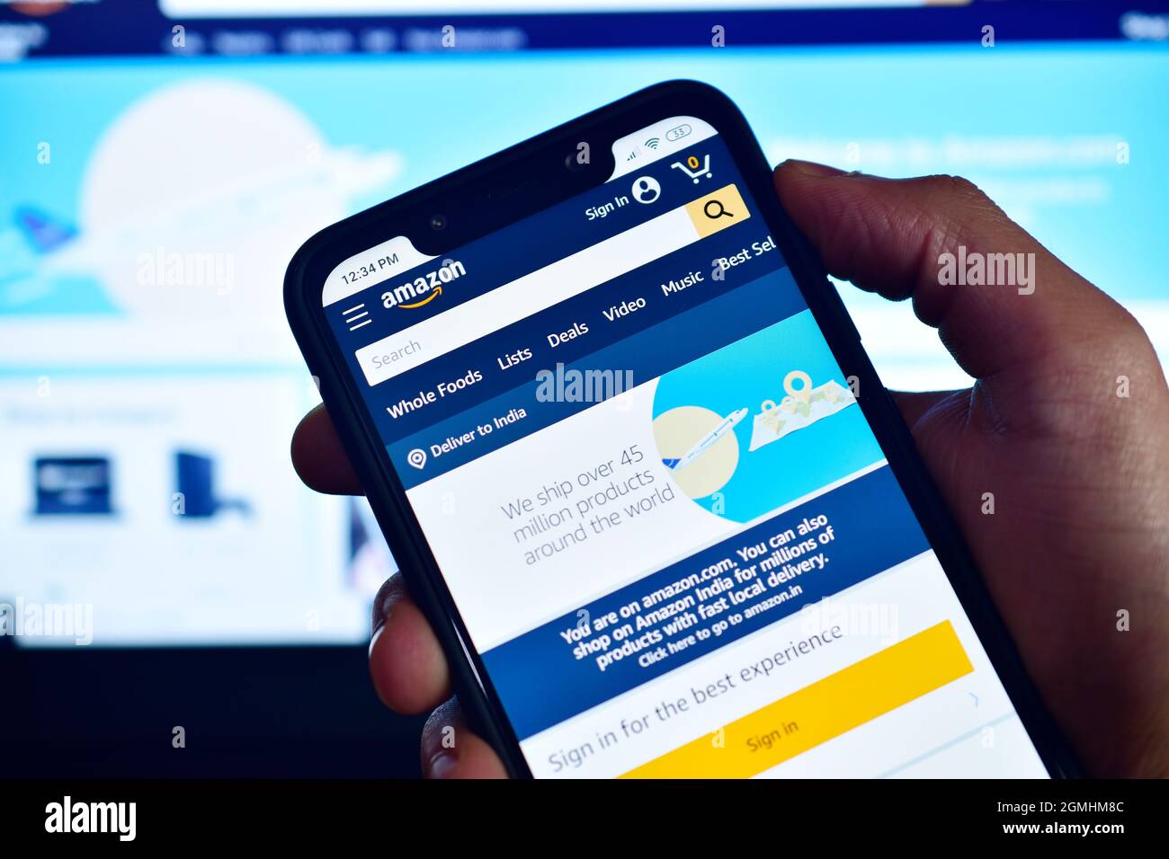 Neu Delhi, Indien, 8. Januar 2020:- Amazon App auf Smartphone Stockfoto