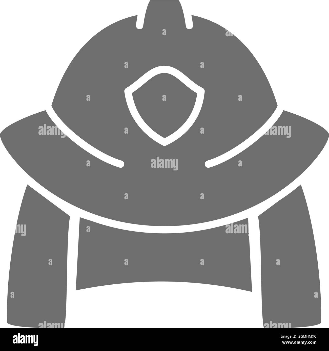 Graues Symbol für Feuerwehrmann-Helm. Isoliert auf weißem Hintergrund Stock Vektor