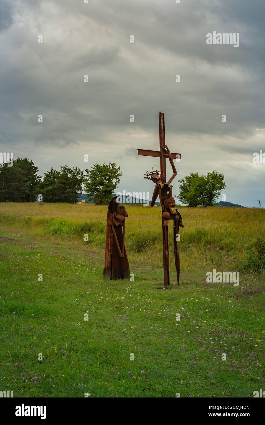 Geisain der Rhön, Deutschland- August 2021: Weg der Hoffnung an der ehemaligen innerdeutschen Grenze Stockfoto