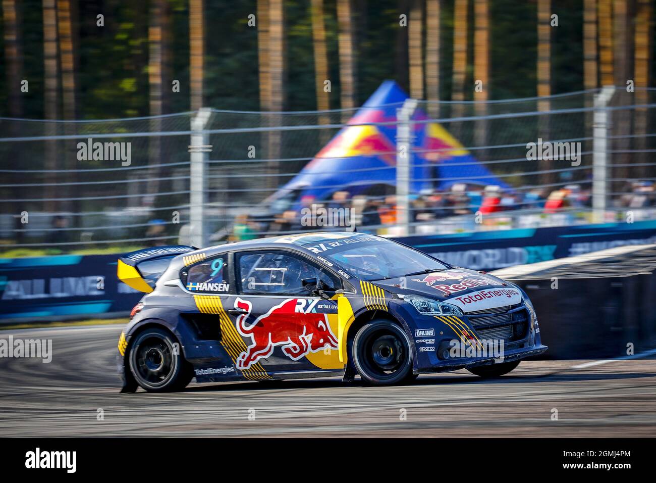 09 HANSEN Kevin (SWE), Team Hansen World RX Team, Peugeot 208, World RX, Action während der World RX von Riga - Lettland, 4. Und 5. Lauf der FIA World Rallycross Championship 2021, FIA WRX, vom 18. Und 19. September auf der Bikernieku Compleksa Sporta Baze, in Riga, Lettland - Foto: Paulo Maria/DPPI/LiveMedia Stockfoto