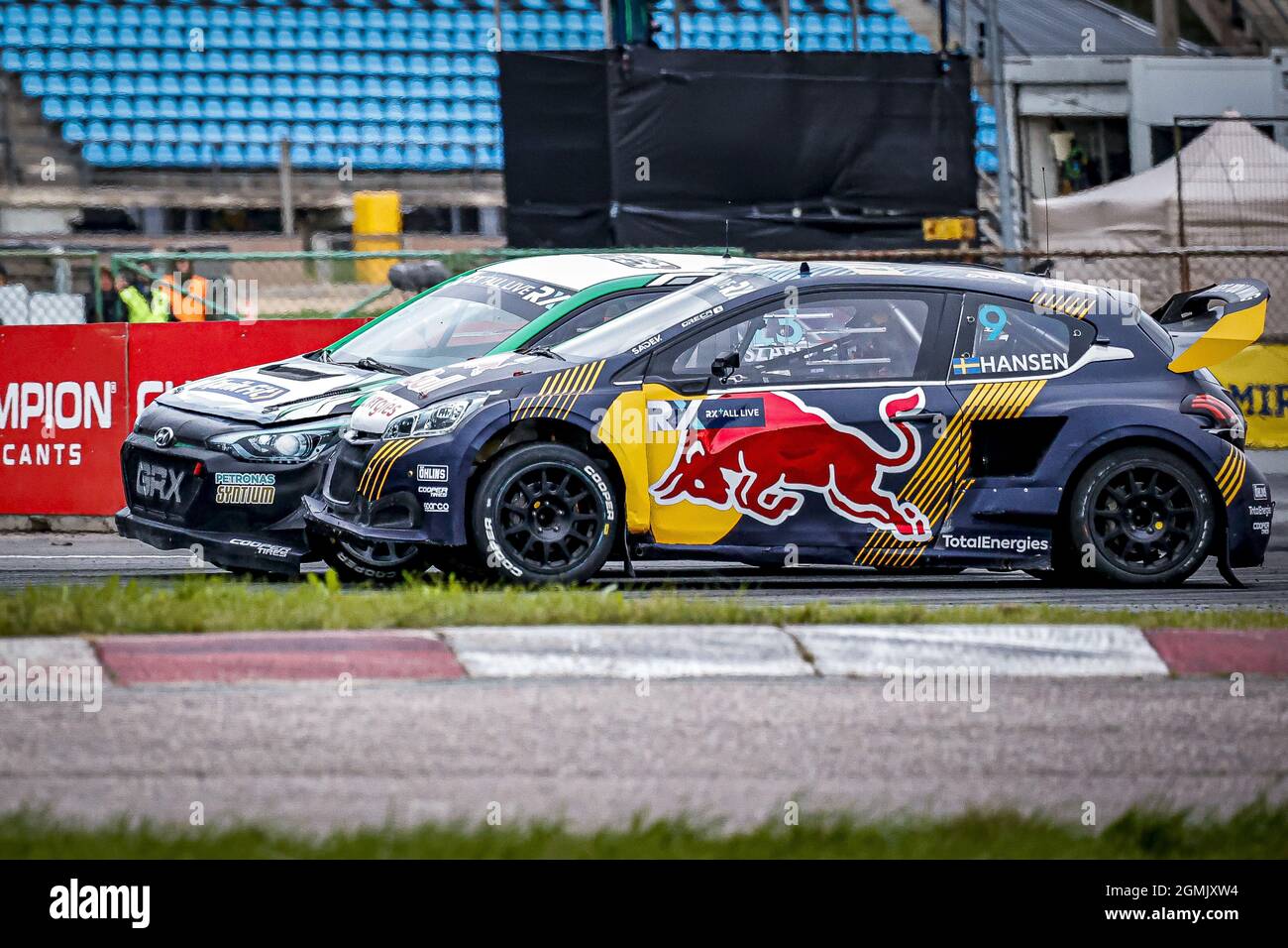 09 HANSEN Kevin (SWE), Team Hansen World RX Team, Peugeot 208, World RX, Action während der World RX von Riga - Lettland, 4. Und 5. Lauf der FIA World Rallycross Championship 2021, FIA WRX, vom 18. Und 19. September auf der Bikernieku Compleksa Sporta Baze, in Riga, Lettland - Foto: Paulo Maria/DPPI/LiveMedia Stockfoto
