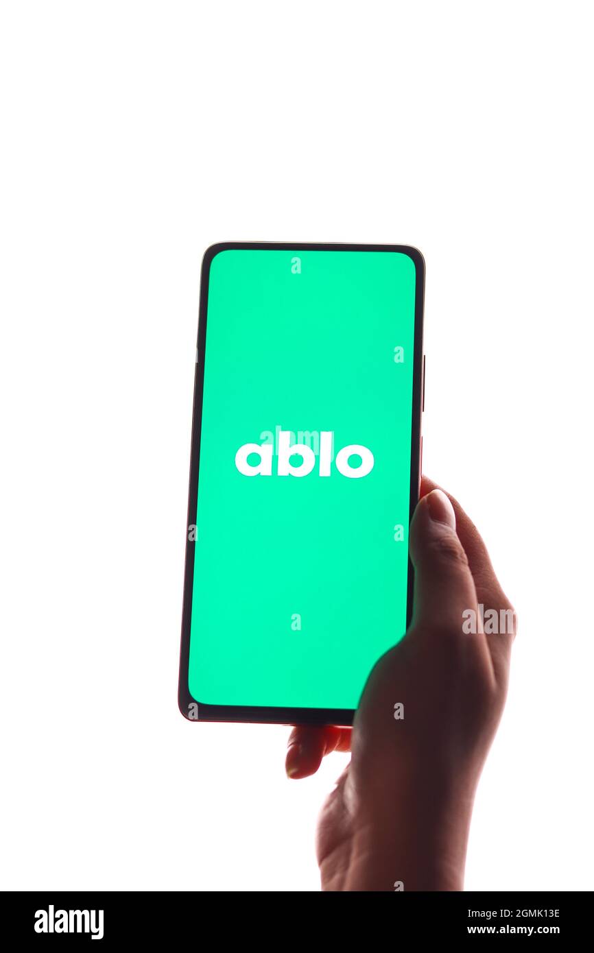 West Bangal, Indien - 21. August 2021 : Ablo-Logo auf Telefonbildschirm Stock Bild. Stockfoto