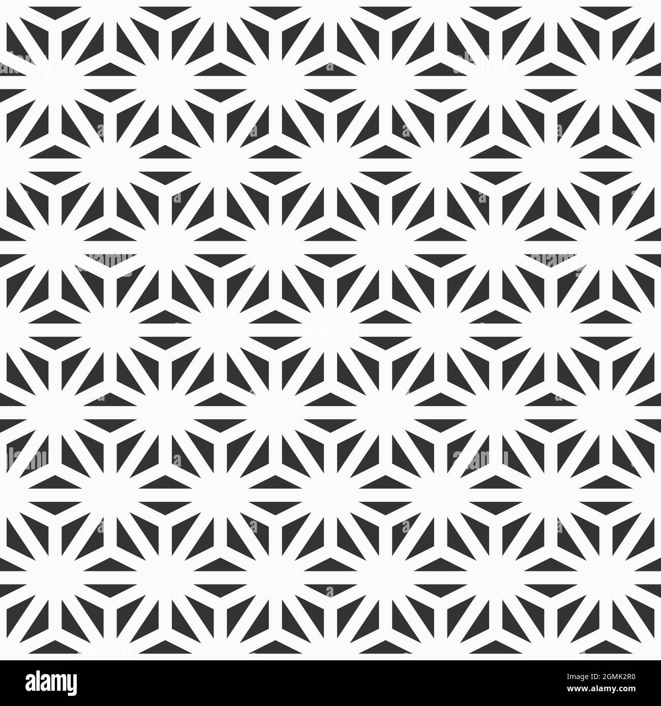 Abstraktes nahtloses Dreieckmuster. Geometrische Textur. Gefüllte Dreiecke. Strukturierter Hintergrund. Vektor-Schwarz-Weiß-Illustration. Stock Vektor