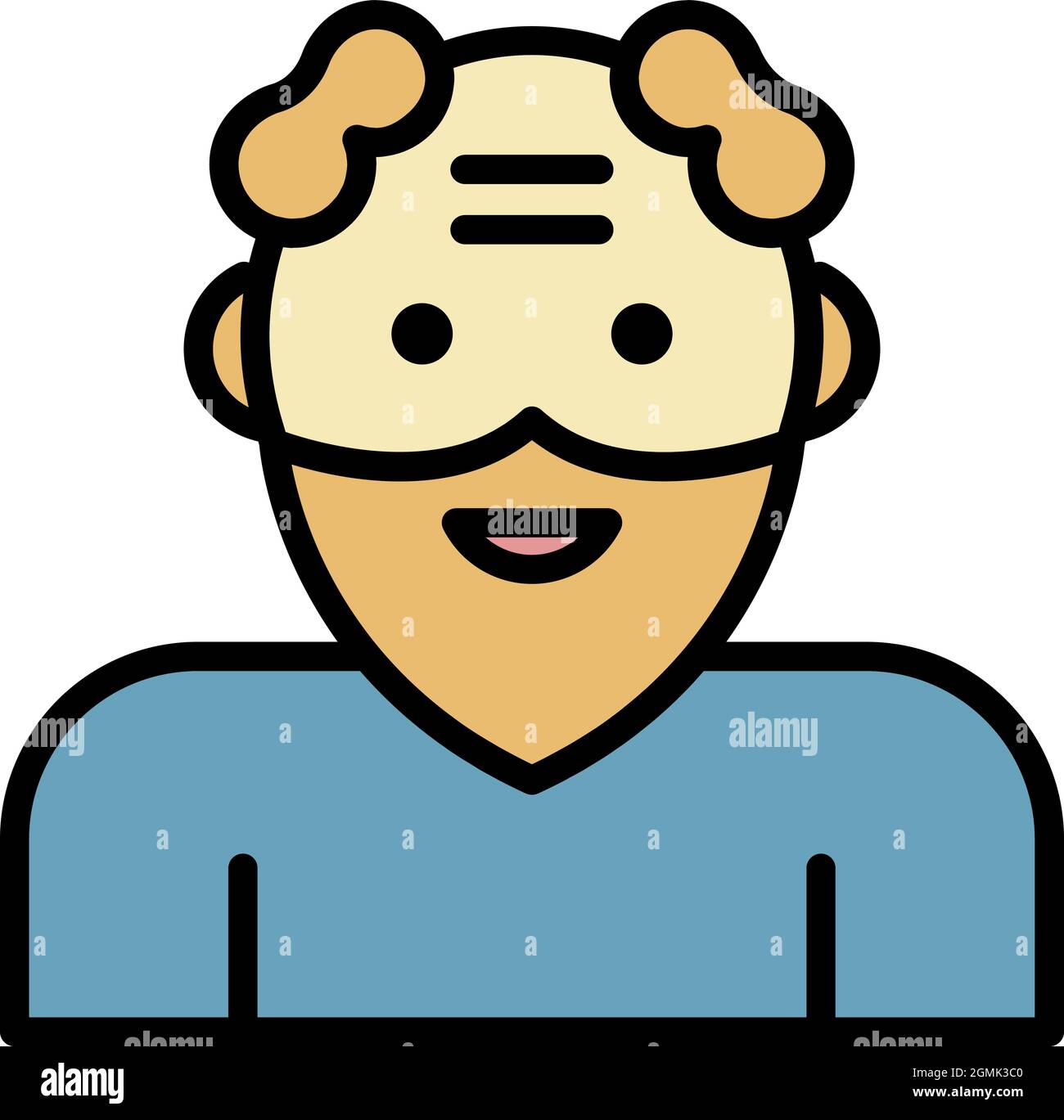 Lächelnde Ikone des älteren Mannes. Skizzieren lächelnde ältere Mann Vektor-Symbol Farbe flach isoliert Stock Vektor