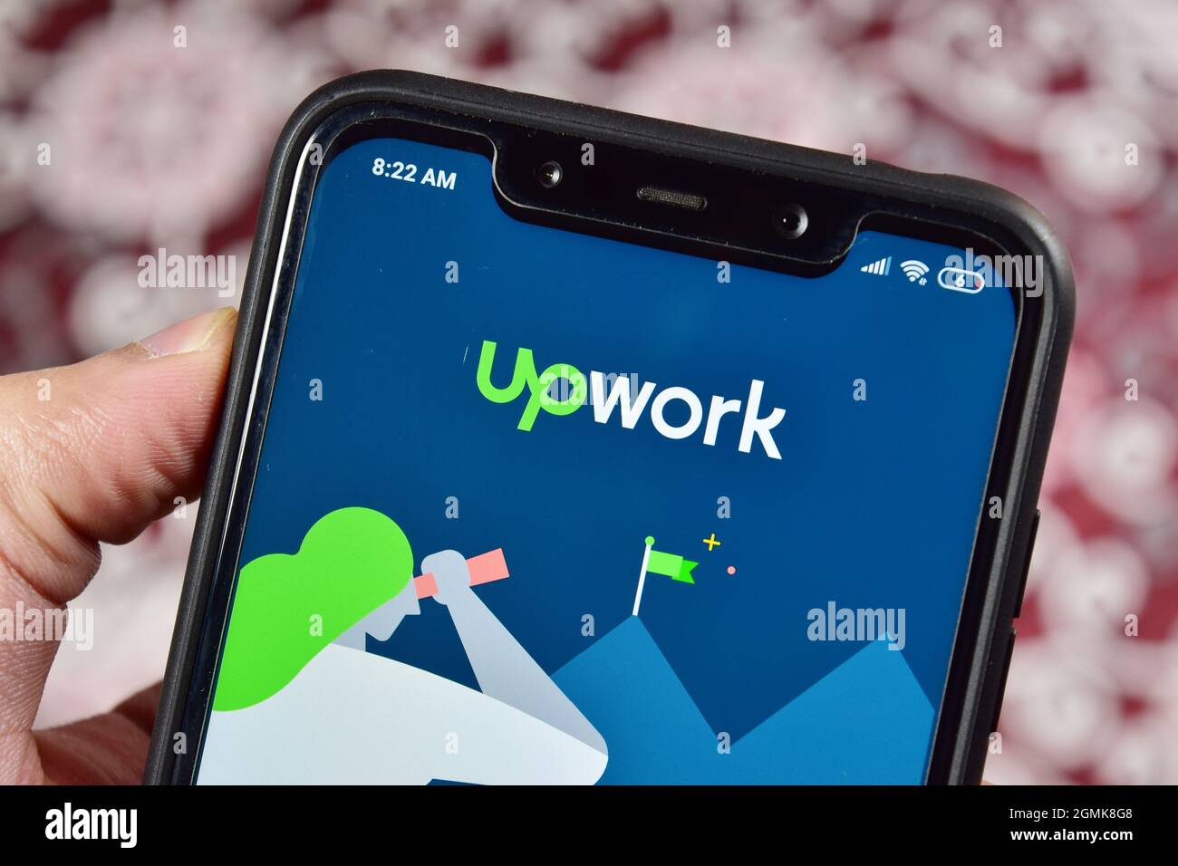 Neu Delhi, INDIEN - 04. Februar 2020 : Upwork-Bewerbung auf Smartphone, Online-Jobportal für Freiberufler Stockfoto