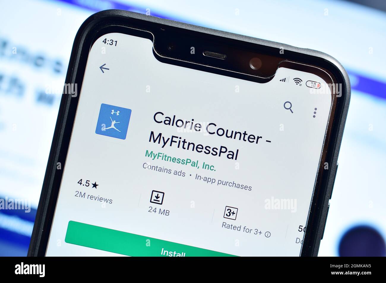 Neu Delhi, Indien - 07. Februar 2020: Calorie Counter Anwendung auf dem Smartphone Stockfoto
