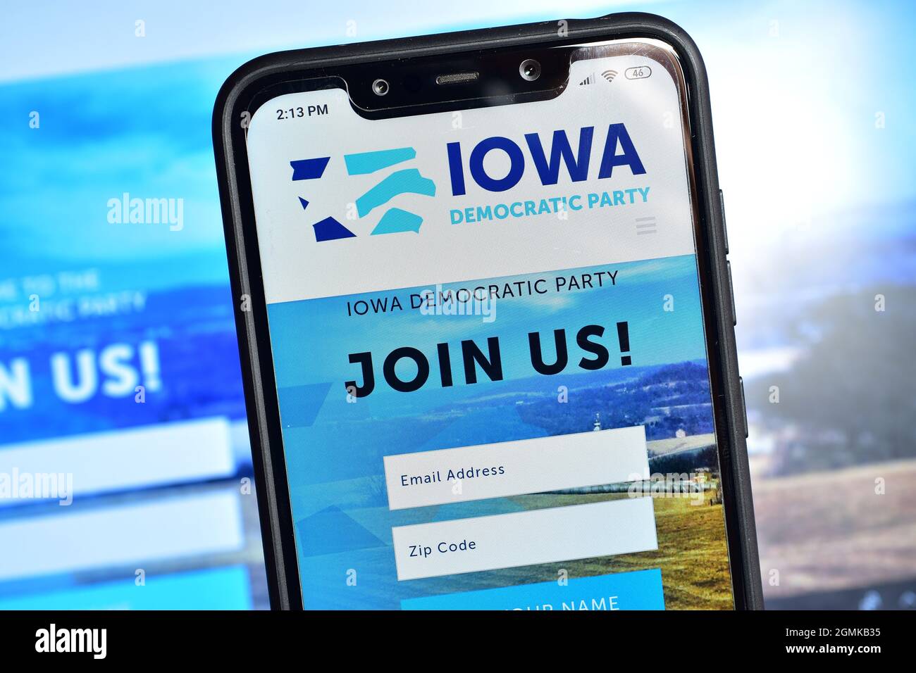 Neu Delhi, Indien - 08. Februar 2020: IOWA Begleiten Sie uns Formular auf Website Stockfoto