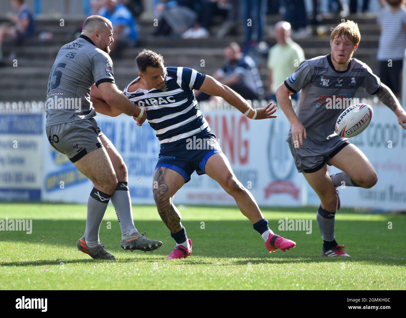 Während des Wettkampfs der Betfred Championship zwischen Featherstone Rovers V Sheffield Eagles am 19. September im Millennium Stadium, Featherstone, Großbritannien Stockfoto