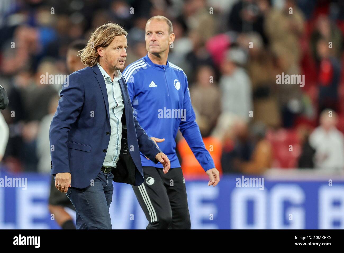 Kopenhagen, Dänemark. September 2021. Cheftrainer Bo Henriksen vom FC Midtjylland nach dem 3F Superliga-Spiel zwischen dem FC Kopenhagen und dem FC Midtjylland in Parken in Kopenhagen gesehen. (Foto: Gonzales Photo/Alamy Live News Stockfoto