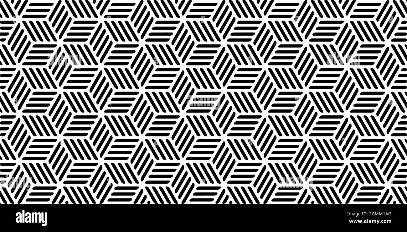 Geometrischer Hintergrund mit Streifen Nahtloses Muster Sechseck Form monochromes Design modern Stock Vektor