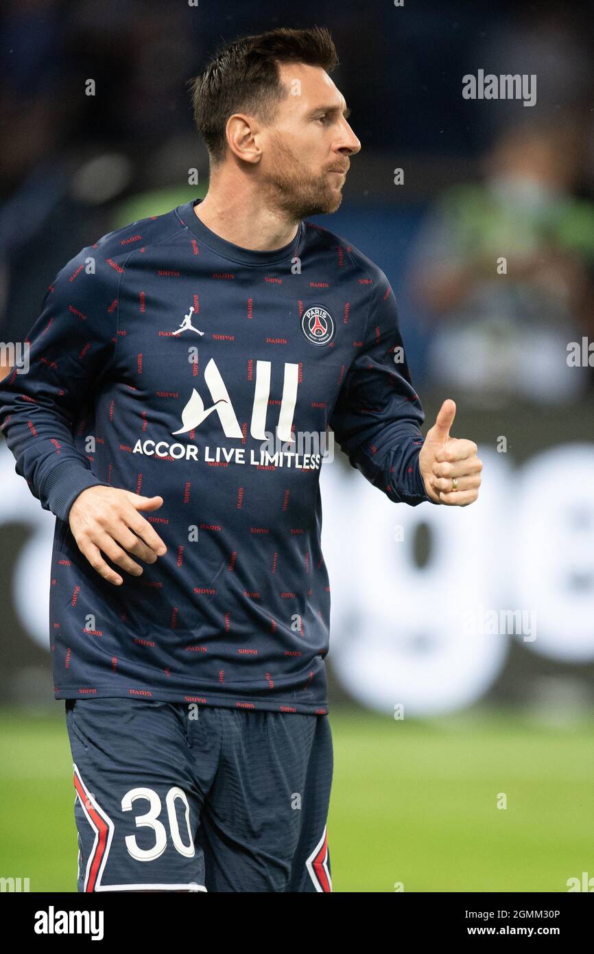 Leo Messi aus Paris Saint-Germain während des Trainings vor dem Uber Eats Ligue 1 Spiel zwischen Paris Saint Germain und Lyon im Parc des Princes am 19. September 2021 in Paris, Frankreich.Foto von David Niviere / ABACAPRESS .COM Stockfoto