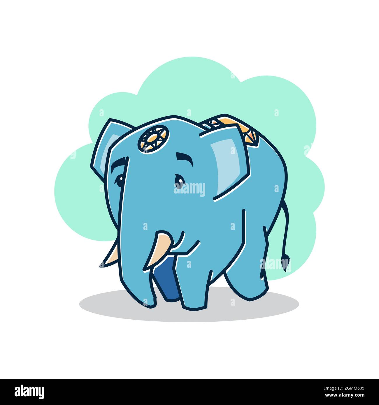 Großer Freundlicher Elefant Laufen Zoo Cartoon Charakter Stock Vektor