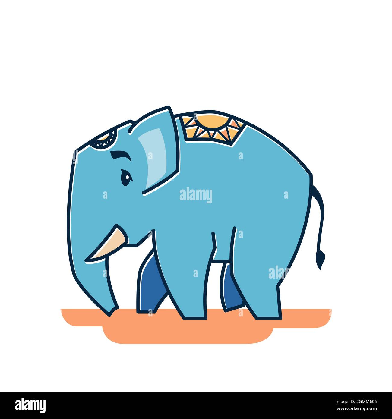 Großer Freundlicher Elefant Stehend Walking Zoo Cartoon Charakter Stock Vektor