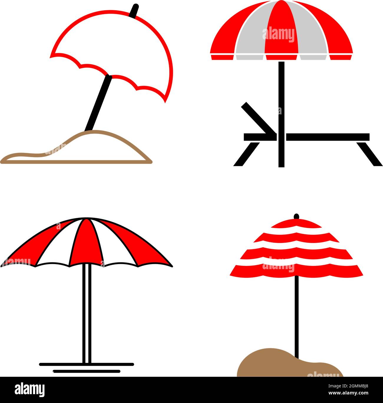 Sonnenschirm Strand Symbol Set Design Illustration Vektor Vorlage Stock Vektor