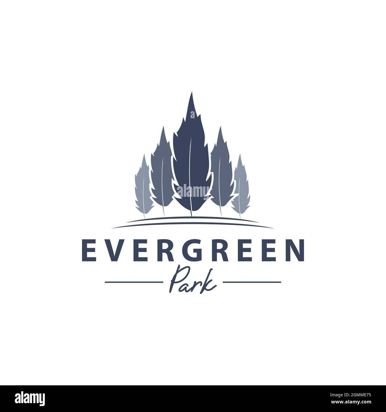Evergreen Timberland Park Logo Design Vektor, Wald Outdoor Grafik Illustrationen Stock Vektor