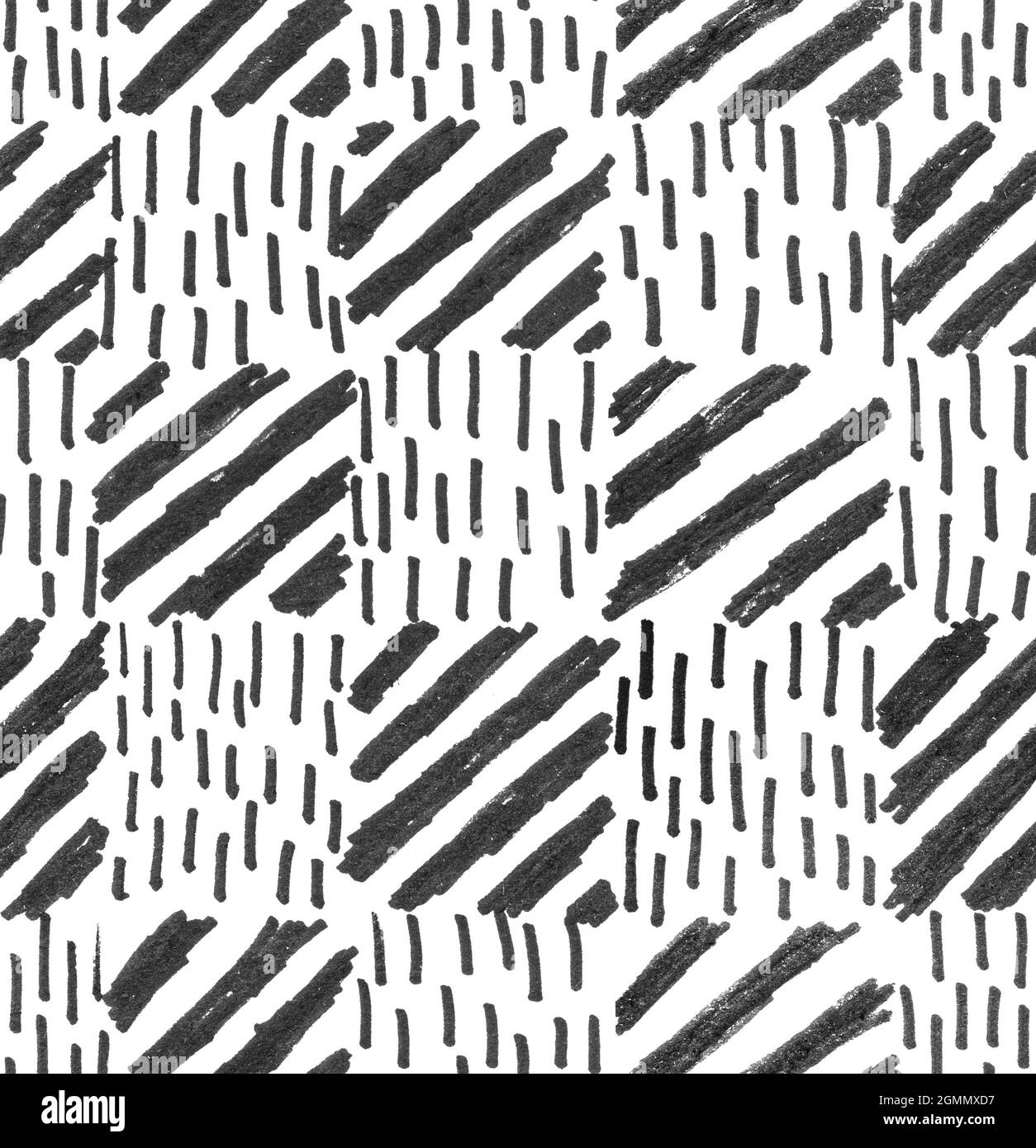 Quadratische Linie Marker handgefertigte Muster. Abstraktes Nahtmuster Stockfoto