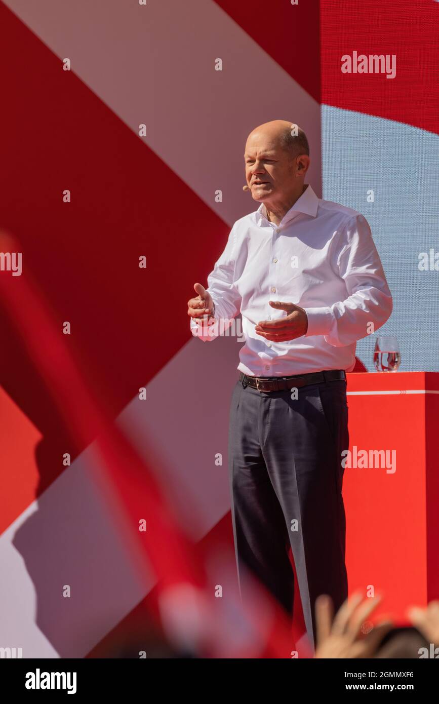 MÜNCHEN, DEUTSCHLAND - 18. SEPTEMBER: Olaf Scholz von der SPD am 18. September 2021 in München. Stockfoto