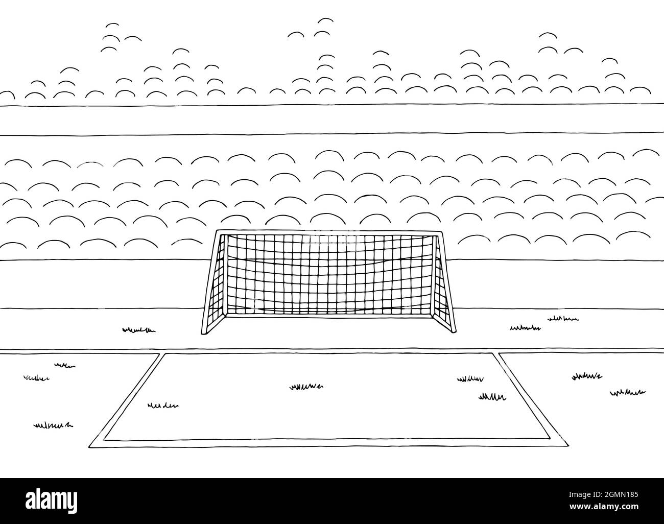 Fußballstadion Fußball Sport Grafik schwarz weiß Skizze Illustration Vektor Stock Vektor