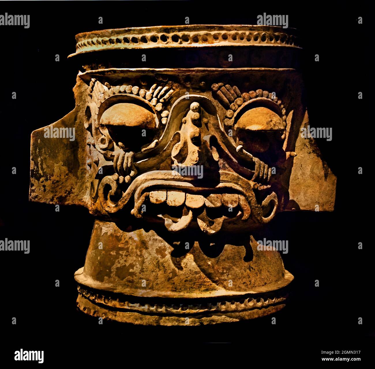 Brazier mit Tlaloc, dem regengott, Terrakotta. Aztekische Zivilisation
