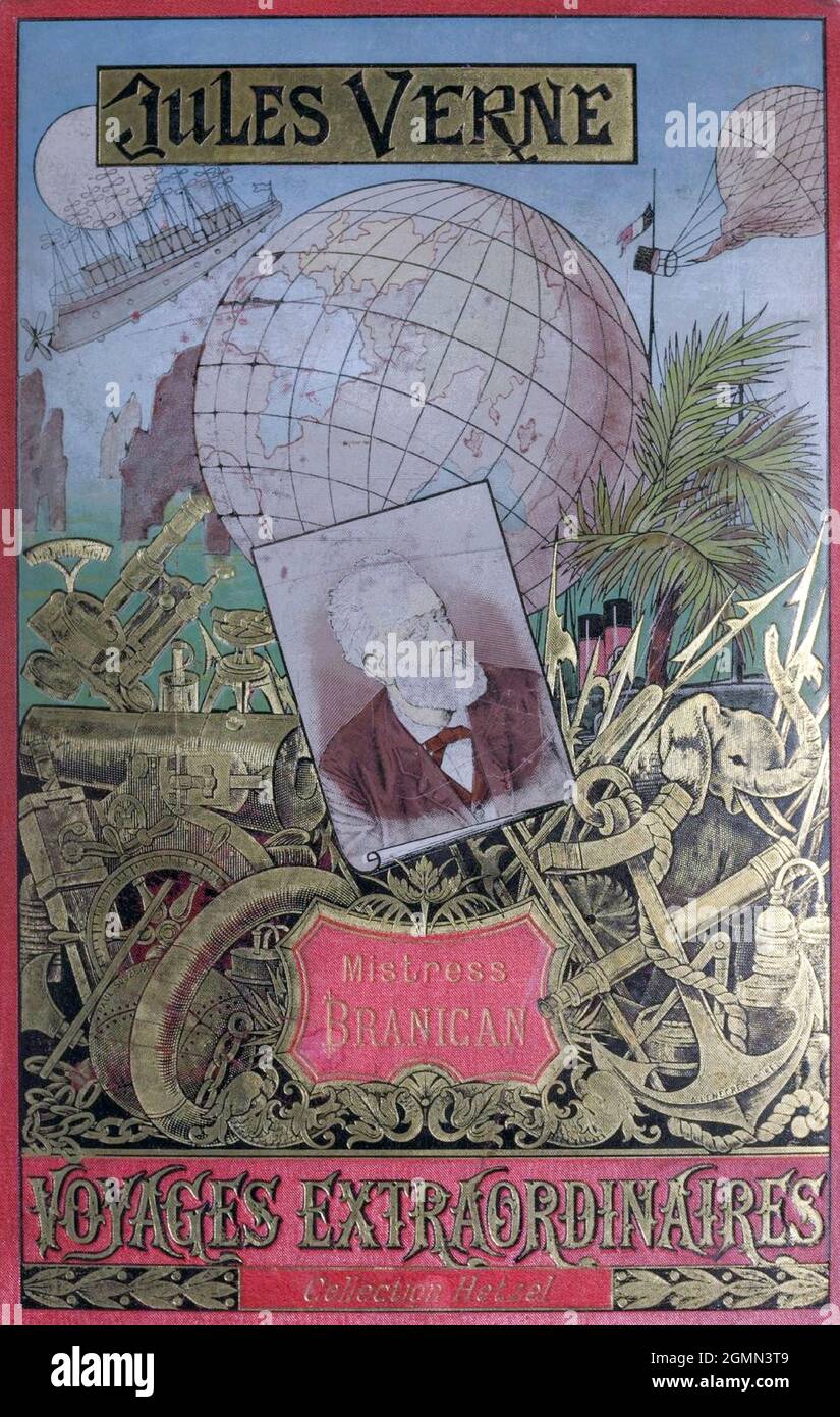Buchcover der französischen Ergänzung des Buches ' Mistress Branican ' von Jules Verne Veröffentlichen von J. Hetzel in Paris im Jahr 1891 mit Illustrationen von Leon Benet Stockfoto