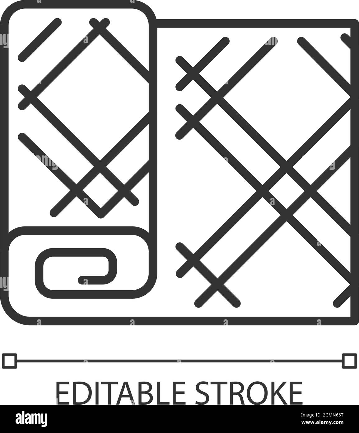 Lineares Symbol mit Ahornblatt-Tartan-Muster Stock Vektor