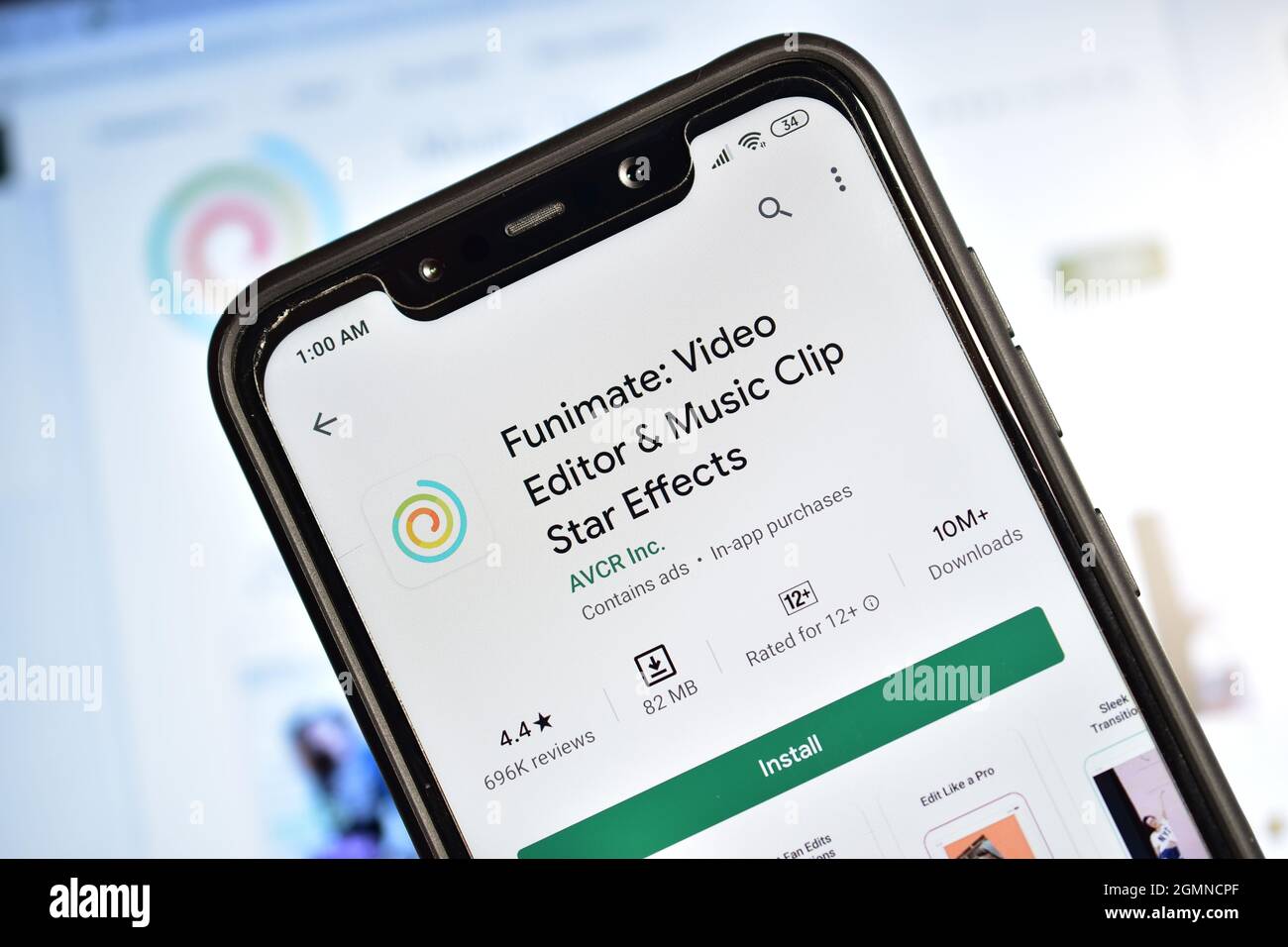 Neu Delhi, Indien 10 April 2020:- Funimate Video Editing Application auf Smartphone Stockfoto