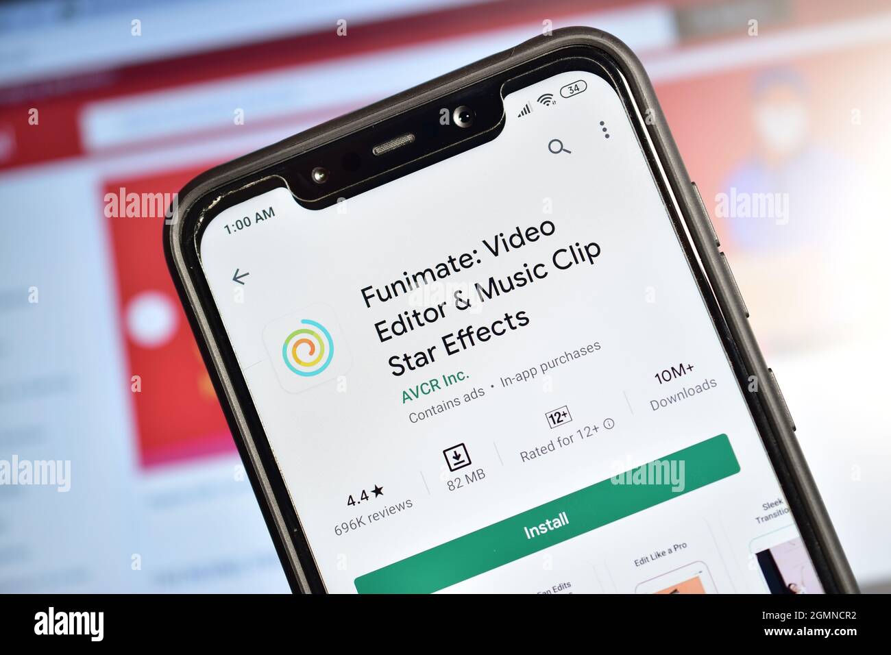 Neu Delhi, Indien 10 April 2020:- Funimate Video Editor für Smartphone, Funimate Anwendung wird verwendet, um Video auf dem Smartphone zu bearbeiten Stockfoto
