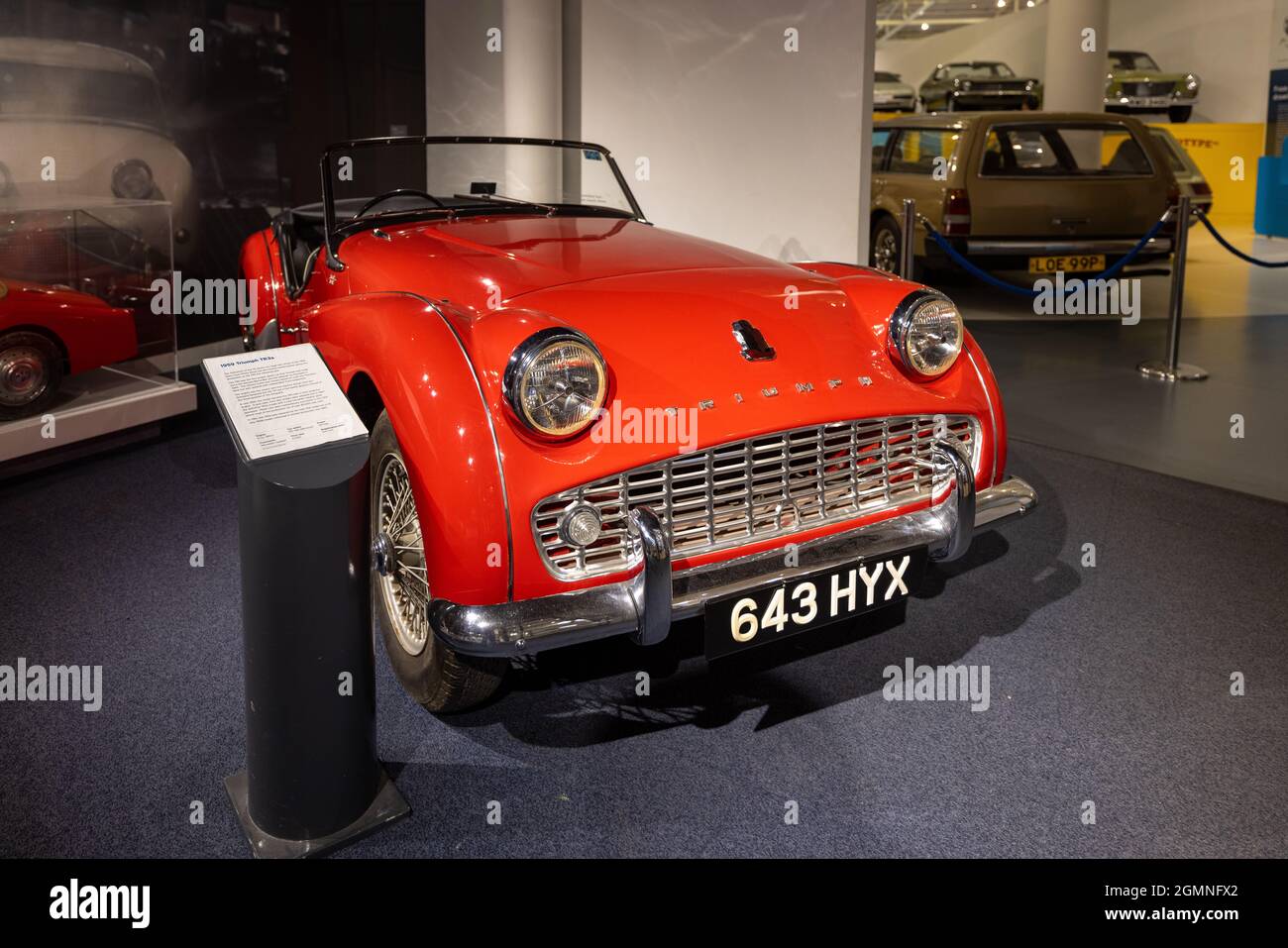 1959 Triumph TR3a ‘643 HYX’ im British Motor Museum, Gaydon, Warwickshire, Großbritannien Stockfoto