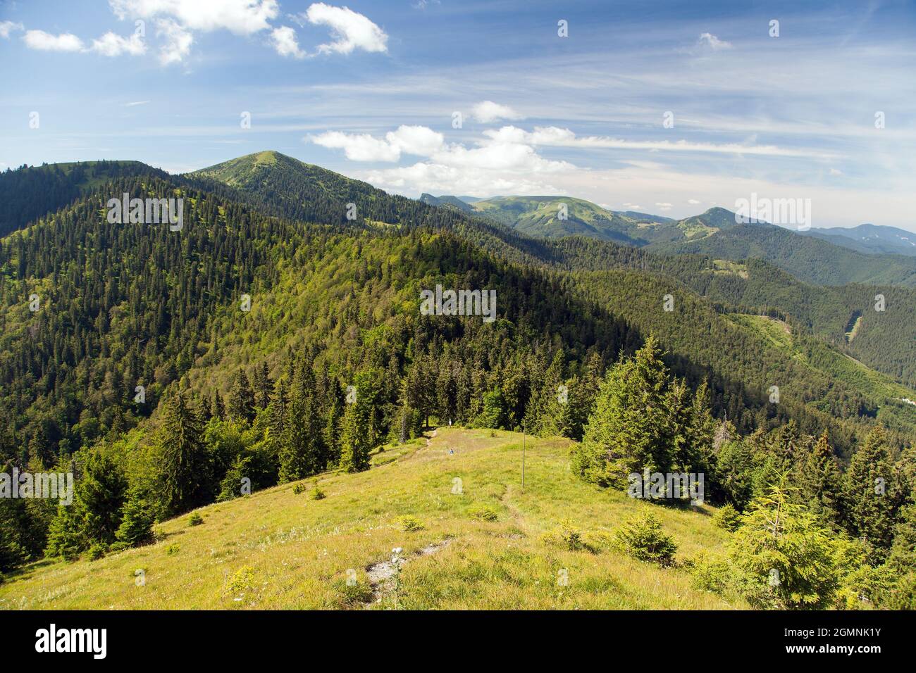 Velka fatra Panoramablick, Velka Fatra Nationalpark, Slowakei, Karpaten, Berge Borisov, Ploska und Cerny Kamen Stockfoto