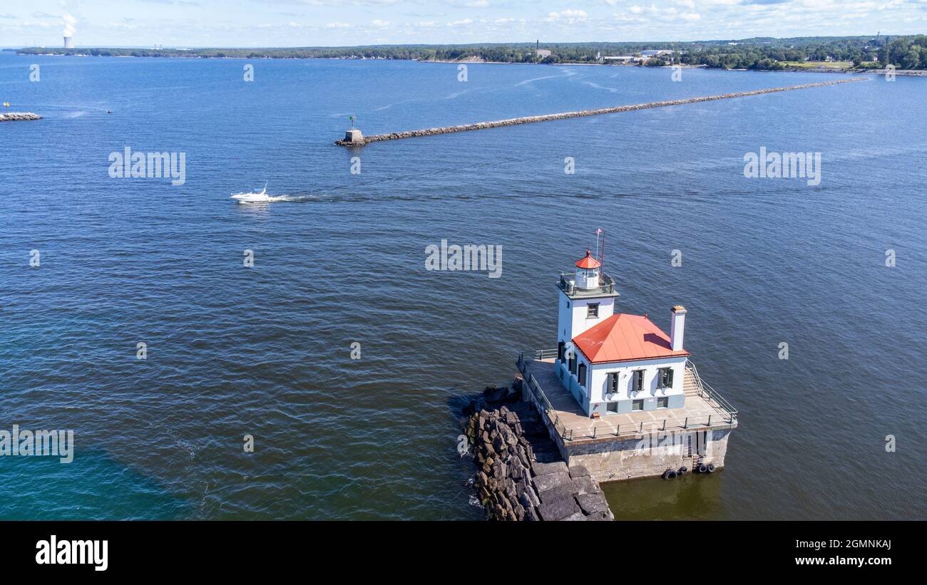 West Pierhead Lighthouse, Lake Ontario, Oswego, NY, USA Stockfoto