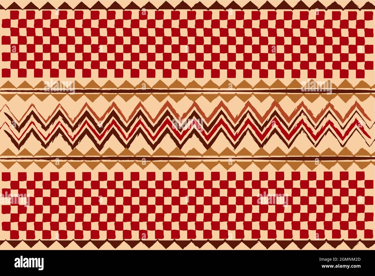 afrikanische traditionelle Wandbehänge, ethnische Muster, bedruckter Stoff Textil, handgefertigte geometrische Motive aus Stammes. Simbabwe Kunsthandwerk Vektor Illustration Afro Stock Vektor