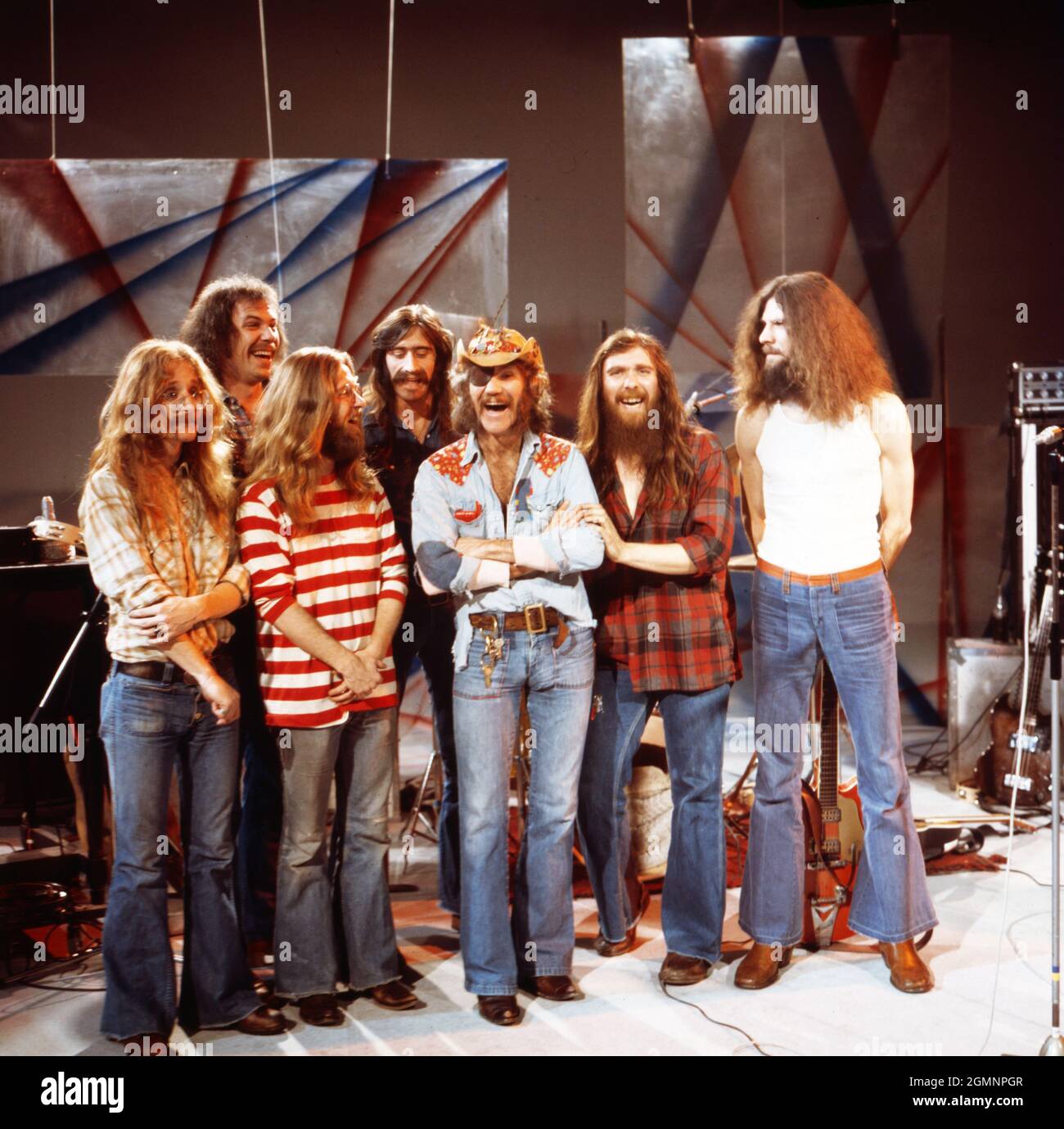 Dr. Hook and the Medicine Show, amerikanische Pop-Country-Rockband, bei einem Fernsehauftritt in Deutschland, um 1974. Stockfoto